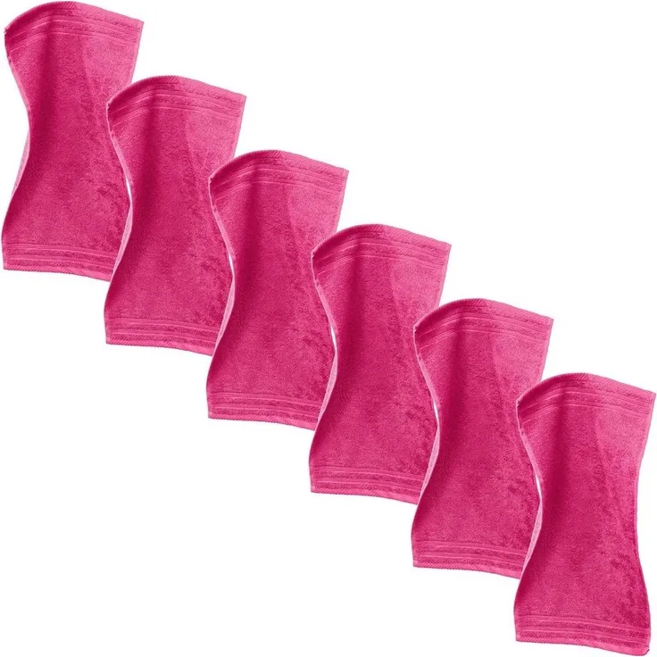 Erwin Müller Gästehandtuch "Heidelberg" 6er-Pack, Frottier (6-St), Walk-Frottier Uni, Pink, 30x50 cm