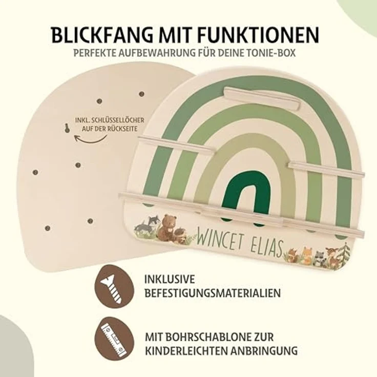 Kidsmood - Toniebox Regal für Jungen mit Musikbox Schutzfolie, Magnetisches Wandregal im Abenteuer-Design als Kinderzimmer Deko, Ladegerät & Kabel Aussparung– Geschenk für kleine Abenteurer – Bild 3