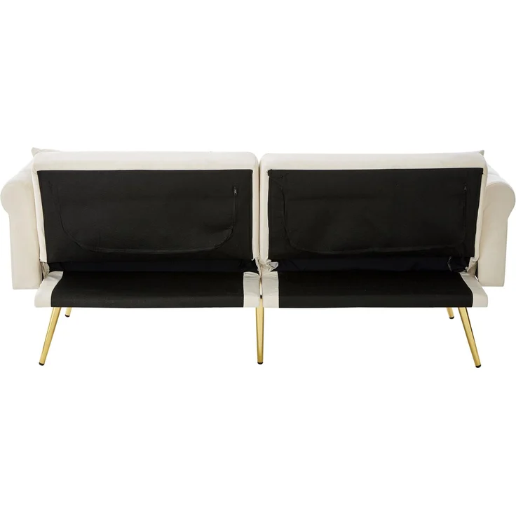 ZUBALIYA Schlafsofa 34x34 cm, mit LED - Beleuchtung, mit Stauraum, mit Samtbezug, mit breiten Armlehnen, mit Schaumstoffpolsterung, Gold – Bild 14