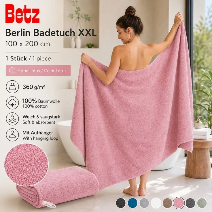 Betz Badetuch groß XXL Berlin Größe 100 x 200 cm Saunatuch, 100% Baumwolle (1 Stück, 1-St), Saunatuch Badetuch Badetücher – Bild 2