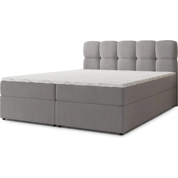 Masseno Boxbett MERU 140x200 cm, Polsterbett mit Bonell Matratze, Kopfteil und Topper, Farbe SORO 90