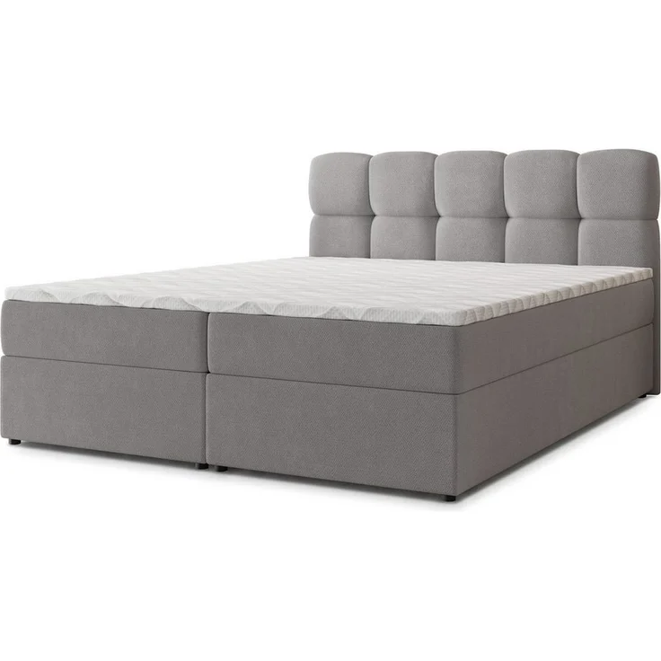 Masseno Boxbett MERU 140x200 cm, Polsterbett mit Bonell Matratze, Kopfteil und Topper, Farbe SORO 90