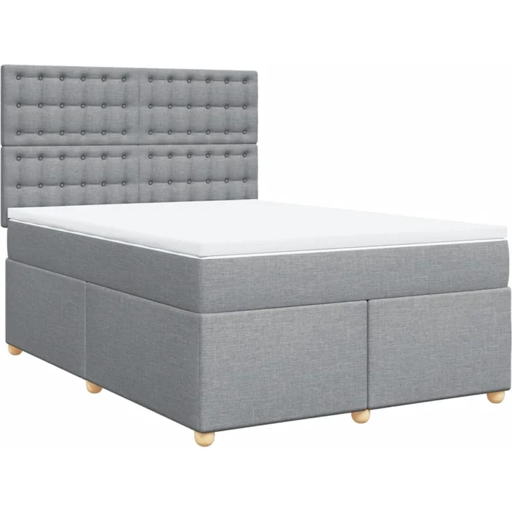 vidaXL Boxspringbett mit Matratze Hellgrau 140x190 cm Stoff 3293589 – Bild 3