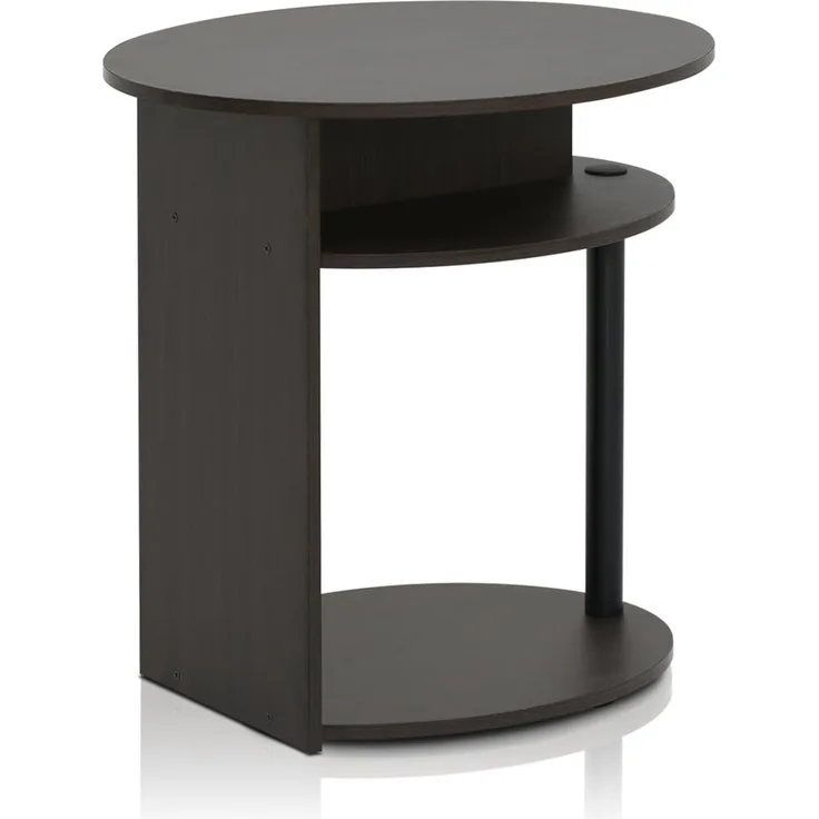 Furinno JAYA Ovaler Beistelltisch mit moderen Design, holz, Walnuss/Schwarz, 39.37 x 39.37 x 49.02 cm