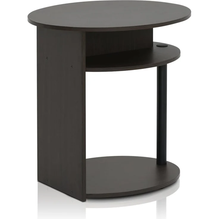 Furinno JAYA Ovaler Beistelltisch mit moderen Design, holz, Walnuss/Schwarz, 39.37 x 39.37 x 49.02 cm