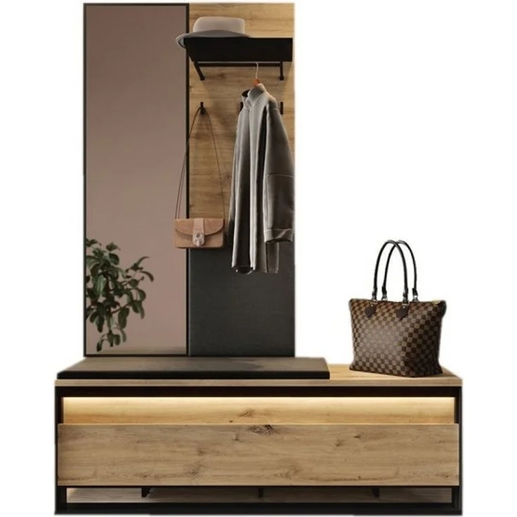 Compleo Garderoben-Set LIMA mit Spiegel und Kleiderbügeln, Schuhregal für den Flur – Bild 4