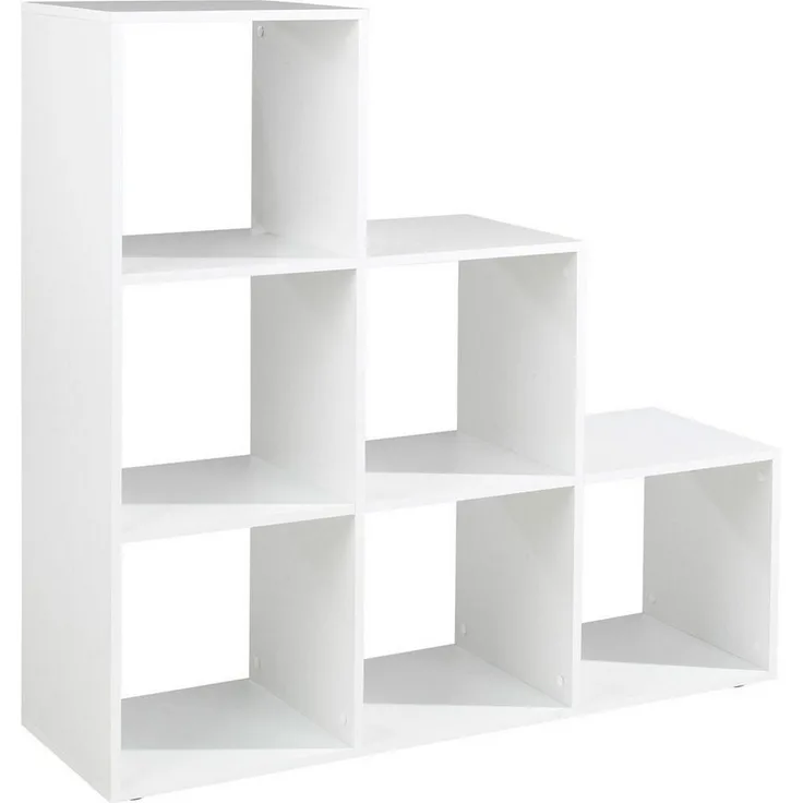 Stella Trading Luna Modernes Würfelregal Weiß, ideal für Faltboxen - Praktisches Raumteiler Regal mit 6 offenen Fächern - 112 x 114 x 35 cm