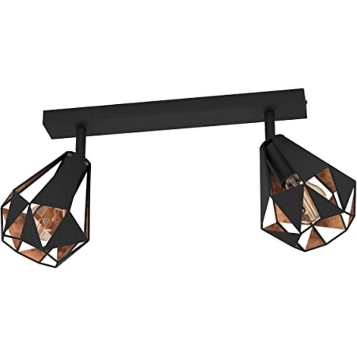 EGLO Deckenleuchte Carlton 7 Deckenlampe, stahl, Vintage, Industrial Retro, E27, Lampe, ohne Leuchtmittel, CARLTON 7 - Schwarz, Kupfer - L42 x B16 x H25,5 cm - IP20 – Bild 1