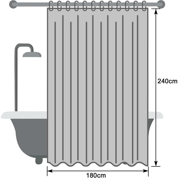 Duschvorhang Überlänge 180x240 cm Weiß Wasserdicht Textil Anti-Schimmel waschbar – Bild 7