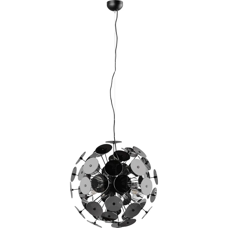 Ausgefallene Pendelleuchte DISCALGO mit Glas Lampenschirm Chrom bedampft, Ø 54cm