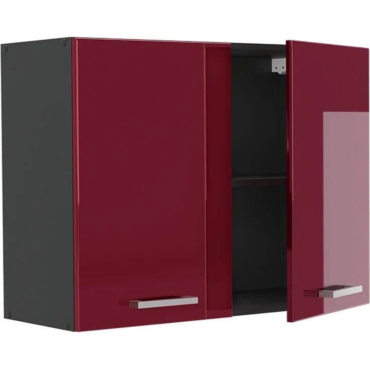 Küchenglasschrank R-Line Rot Hochglanz/Anthrazit 80 cm Vicco – Bild 3