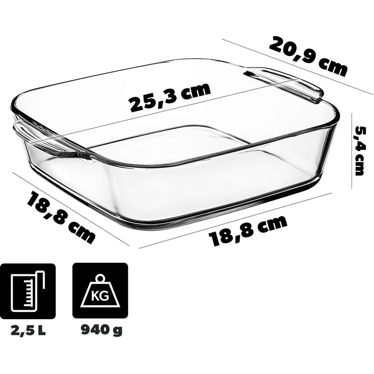 KADAX 2,4L kleine Auflaufform zum Backen, quadratisch, 25 cm – Bild 3