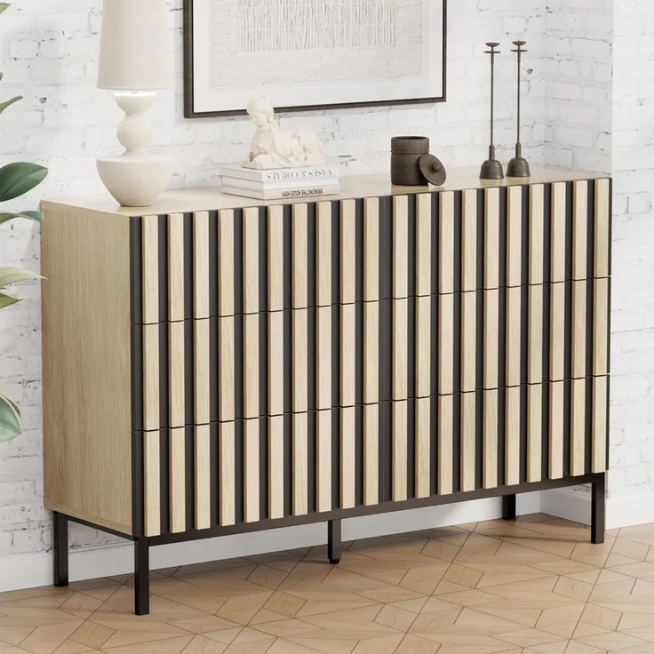 UEV Kommode schmal mit Schubladen, Sideboard für Wohnzimmer Schlafzimmer Flur (Packung, Aufbewahrungsschrank), Kippsicherung, Aufbewahrungskommode, TV Board Schubladenschrank Buffet – Bild 2