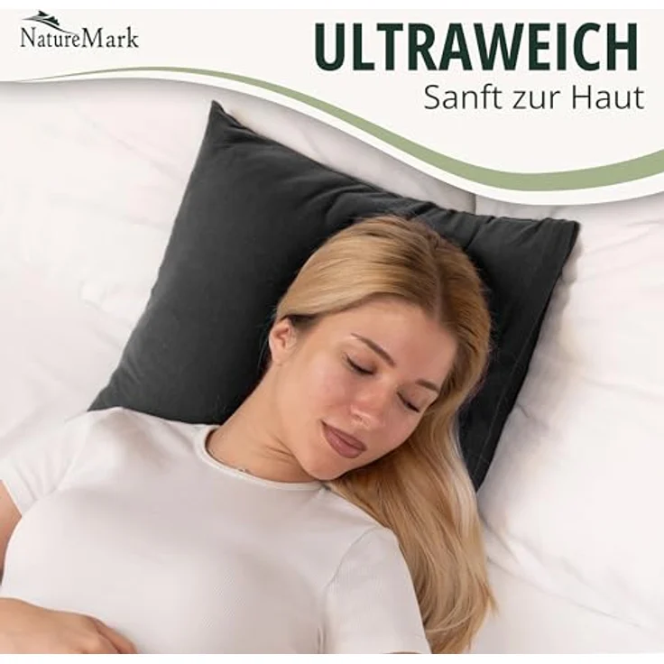NatureMark Kissenbezüge 2er Pack Jersey Kissenbezug Kissenhülle, (2 Stück), Kissenhülle in vielen Größen und Farben (40 x 40 cm, Schwarz) – Bild 5