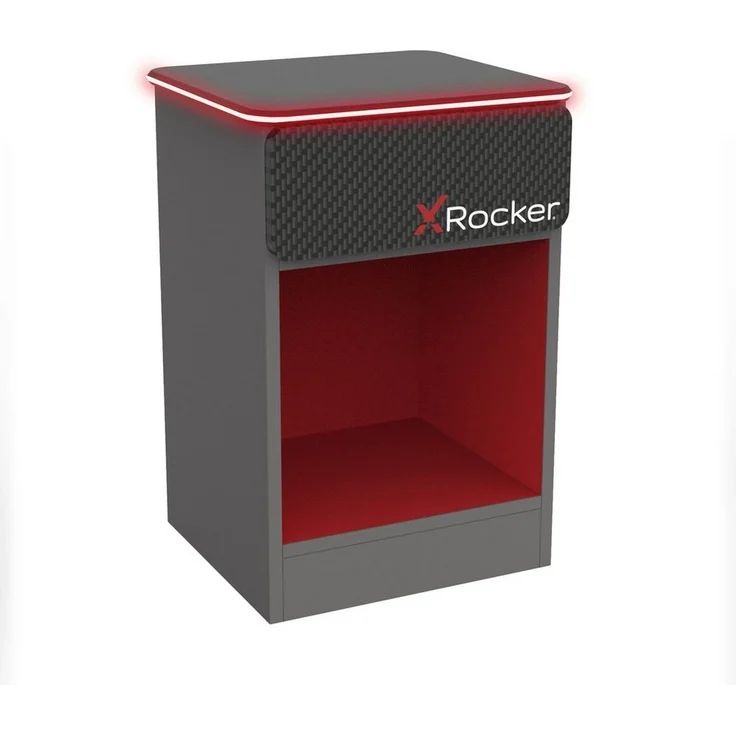 X Rocker Carbon-Tek Gaming Nachttisch mit LED-Beleuchtung & Wireless Charging Ladepad - grau/rot – Bild 5