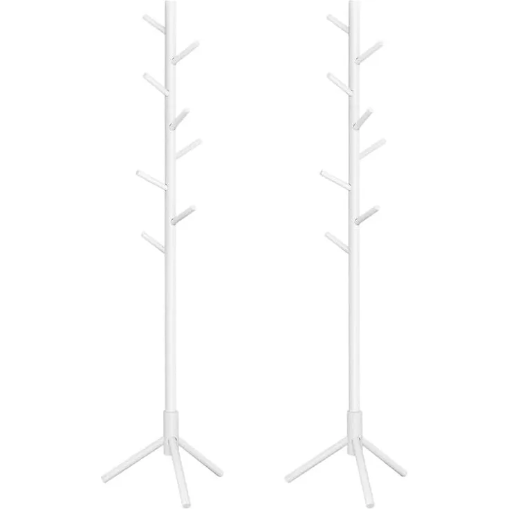 Garderobenständer, freistehender Kleiderbaum, Garderoben- und Hutständer aus Massivholz mit 8 Haken