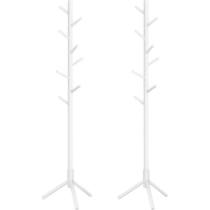 Garderobenständer, freistehender Kleiderbaum, Garderoben- und Hutständer aus Massivholz mit 8 Haken – Bild 1