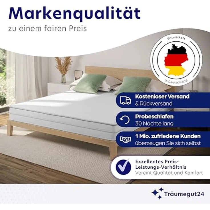 Träumegut24 AquaFlex 7-Zonen Matratze | H2&H3 | Ergonomische Kaltschaummatratze | Hypoallergen & Antibakteriell | Bezug abnehmbar & waschbar | Oeko-TEX® (140 x 200 cm, H3, 19 cm) – Bild 9