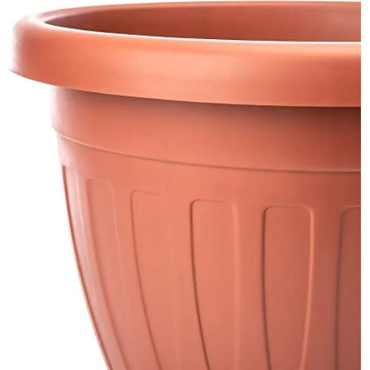 BigDean 3x Blumentopf mit Untersetzer rund ø40xH31 cm terracotta - wetterfester Pflanzkübel - Wasserablauf UV-beständig aus bruchsicherem Kunststoff - Innen + Außen geeignet - Made in Europe – Bild 6