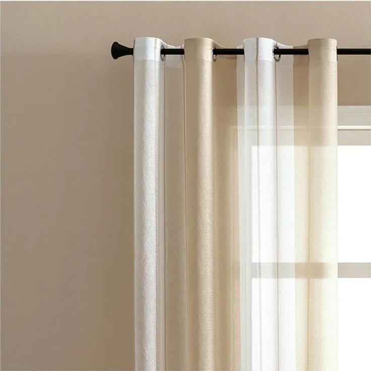 Jibenhome Schiebegardine 2 Stück Vorhang Gestreifter,Ösen Gardine,Voile Fensterschal, Transparente Scheibengardine – Bild 4