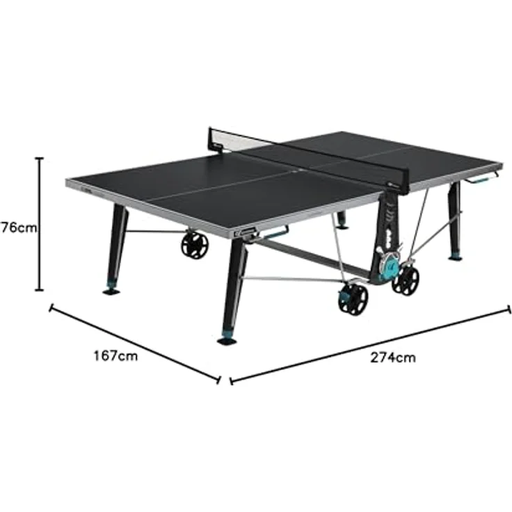 Cornilleau Outdoor Tischtennisplatte 400X, blendfreie Melaminharzplatte, DSI-Verriegelungsmechanismus, höhenverstellbare Füße, schwarz – Bild 10