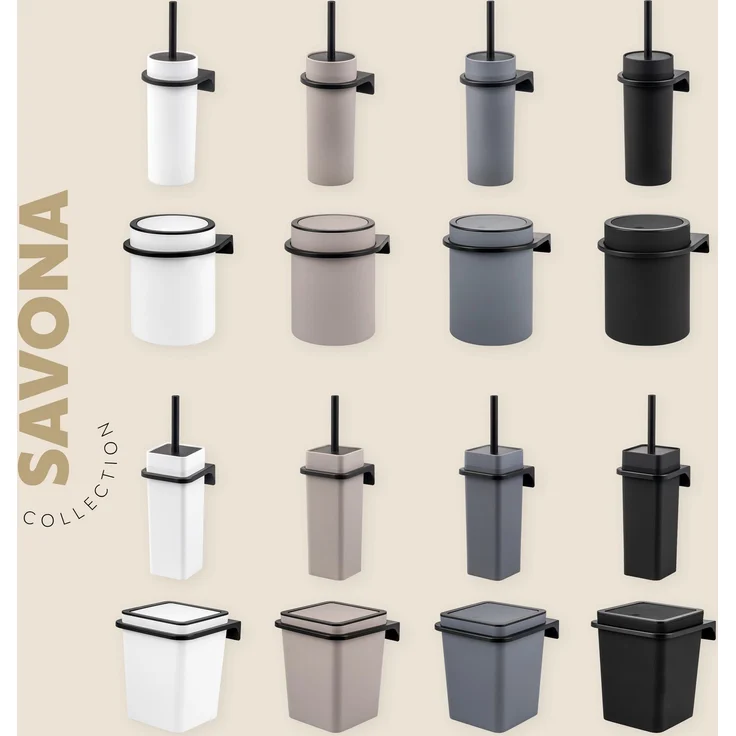 bremermann Bad-Accessoires Set SAVONA 4tlg. bestehend aus 1x Seifenspender, 1x Becher, 1x WC-Garnitur, 1x Kosmetikeimer aus Kunststoff in Grau – Bild 9