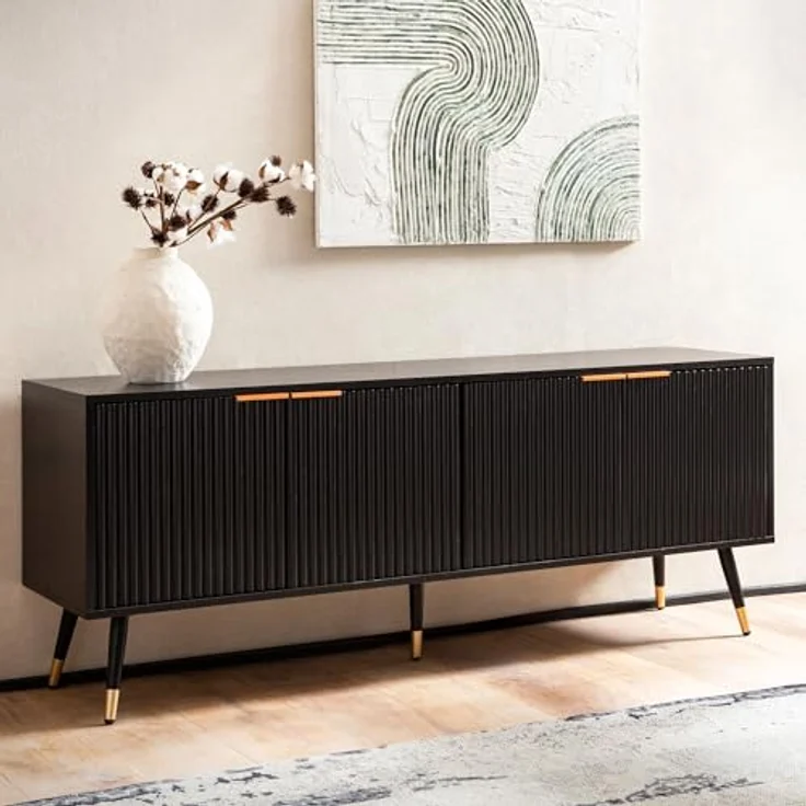 MID.YOU Mid.you Lowboard, Schwarz, Metall, 150x60x39 cm, stehend für Wohnzimmer – Bild 2