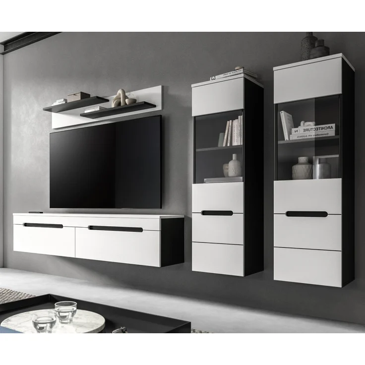 Wohnwand Cooper in weiß und grau 272 cm – Bild 1
