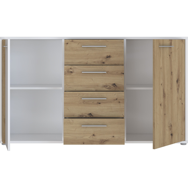 Wohn Schick CARDIGAN Kommode,Weiß/Artisan Eiche,2 Türen, 4 Schubkästen - H 82 cm x T 34 cm x B 142 cm – Bild 5