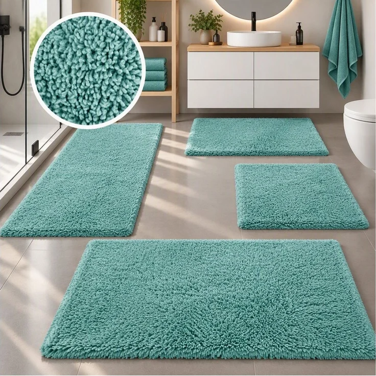 OTTO home Badematte Xennia, Badvorleger, Badezimmer Teppich, Duschvorleger, Höhe 28 mm, rutschhemmend beschichtet, schnell trocknend, Baumwolle, rechteckig, Badteppich, Uni Farben, vielseitig kombinierbar – Bild 1