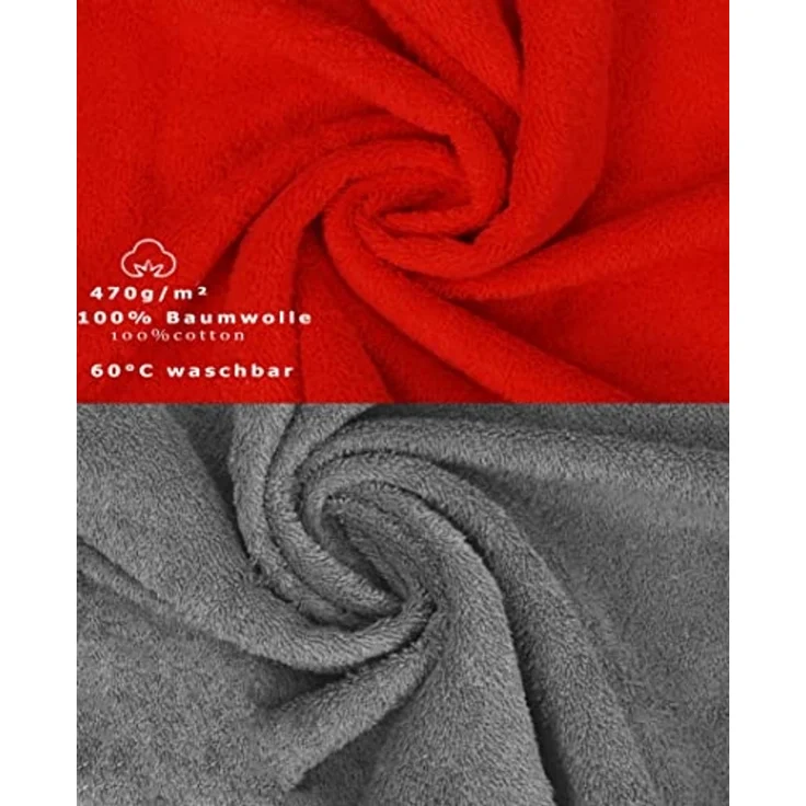 Betz Handtuch Set 10-TLG. Handtuch-Set Premium Farbe Rot & Anthrazit, 100% Baumwolle, (10-tlg) – Bild 4