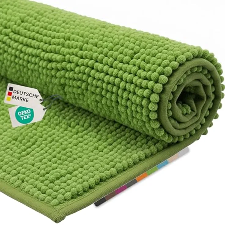NYVI Badematte WC Vorleger NYVISpa Chenille Badvorleger, Höhe 20 mm, Polyester, Rutschfest, Saugfähig, Schnell Trocknend, Fußbodenheizung geeignet