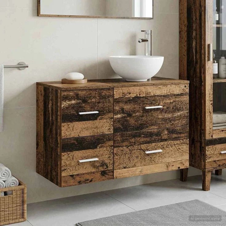 vidaXL Badezimmerschrank-Set 2 stk. Altholz 79,5 x 41 x 80 cm 3403958 – Bild 1