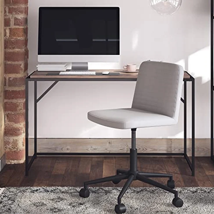 DHP Furniture Corey Bürostuhl Grau, höhenverstellbarer Drehstuhl mit Rollen, gepolsterter Arbeitsstuhl ohne Armlehnen, mit Metallgestell, 59 x 56 x 76 cm – Bild 2