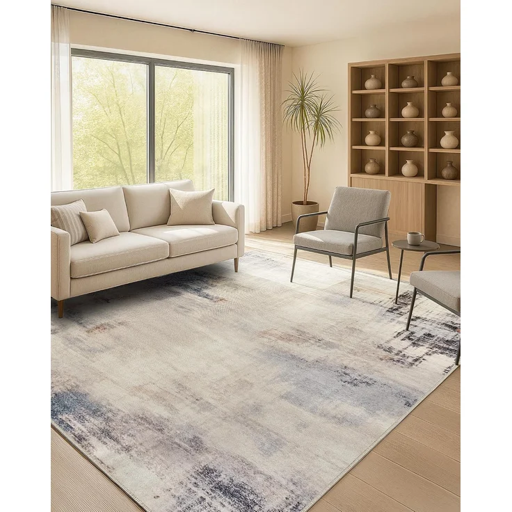Songmics HOME Teppich, rutschfest, moderner abstrakter Stil, maschinenwaschbar, kamelbraun, 160x230 cm – Bild 1