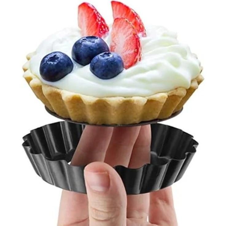 PRECORN Tarteform Mini Tartelette Set 6 Stück, 10 cm Antihaft m. Hebeboden inkl. Zubehör – Bild 3