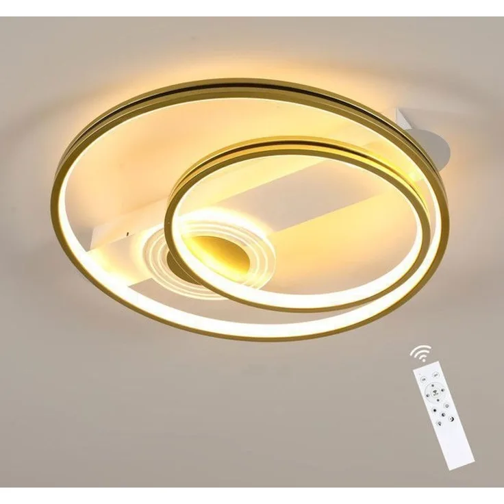 DELIPOP – Dimmbare 46 – W – LED – Deckenleuchte mit Fernbedienung – Gold – 3000 – 6500 K – Modernes Design – Wohnzimmer – /Schlafzimmerbeleuchtung – 50x45x7cm