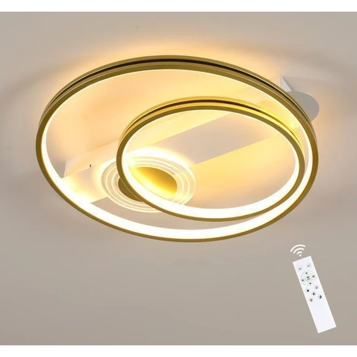 DELIPOP – Dimmbare 46 – W – LED – Deckenleuchte mit Fernbedienung – Gold – 3000 – 6500 K – Modernes Design – Wohnzimmer – /Schlafzimmerbeleuchtung – 50x45x7cm – Bild 1