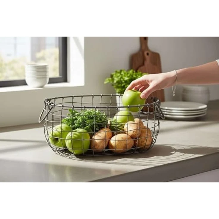 Ovales Drahtkorb Set 3 teilig Metallkorb Aufbewahrung Küche Garten L+M+S – Bild 2