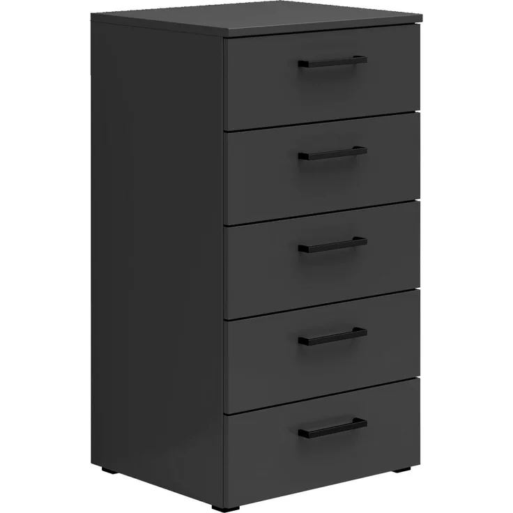 Carryhome 'MULTISTAURAUM' Kommode, Holznachbildung Graphit, 45 x 83 x 40 cm, mit 5 Schubladen