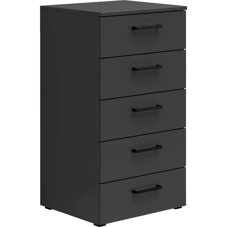 Carryhome 'MULTISTAURAUM' Kommode, Holznachbildung Graphit, 45 x 83 x 40 cm, mit 5 Schubladen – Bild 1