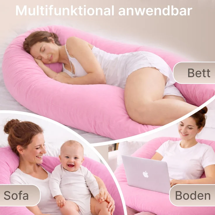 ELONEO Seitenschläferkissen XXL - Multifunktionskissen mit Bezug, formstabil, druckentlastend, bequem – Bild 4