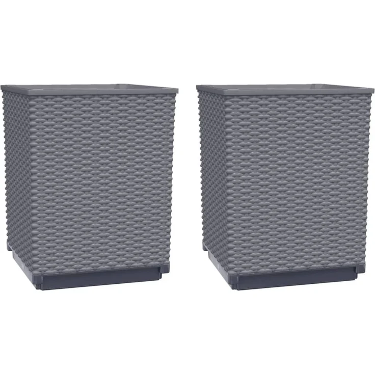 vidaXL Pflanzkübel 2 Stk. Blaugrau 30x30x37 cm Polypropylen 364180 – Bild 1