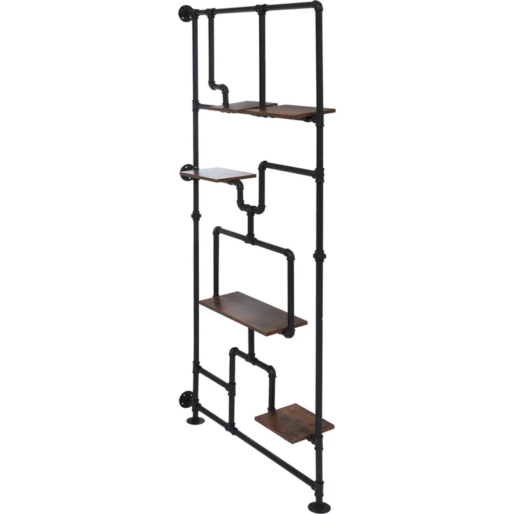 Raumteiler mit Regal HWC-P10, Wohnregal Ablageregal, Industrial Metall Melamin MVG 203x100x20cm ~ dunkelbraun – Bild 8