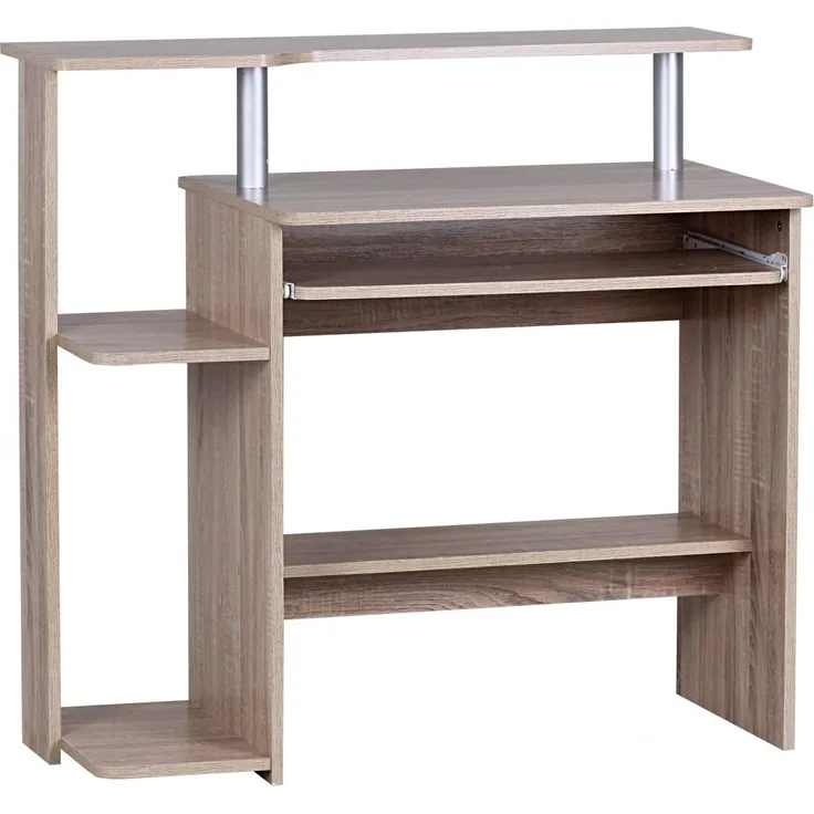 Wohnling Computertisch 94 x 90,5 x 48,5 cm Laptop Tisch Modern mit Tastaturauszug, Sonoma Eiche