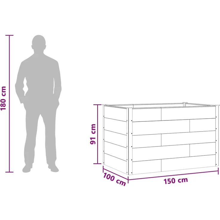 vidaXL Hochbeet Braun 150 x 100 x 91 cm WPC und Aluminium 42039003 – Bild 7