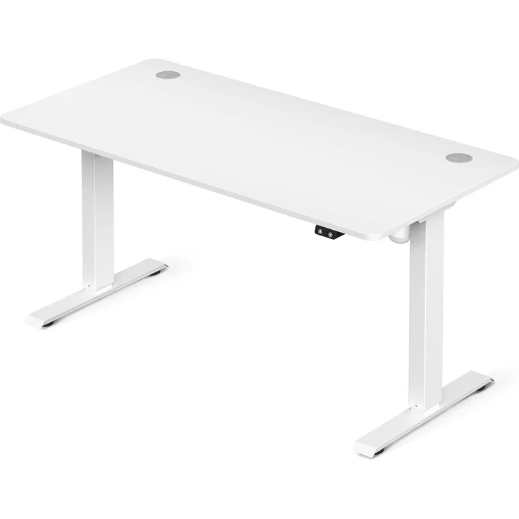 Songmics Höhenverstellbarer Schreibtisch elektrisch, Tischgestell, Schreibtischständer mit Motor, stufenlos verstellbar, 140x70 x (73-114) cm, Stahl, weiß LSD012W01 – Bild 1