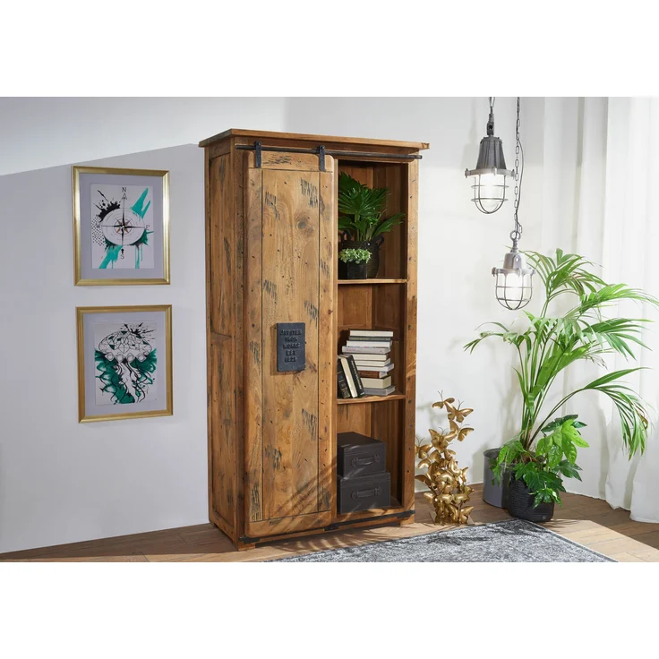 Schrank Mango 100x50x190 natur lackiert RAILWAY #115 – Bild 9
