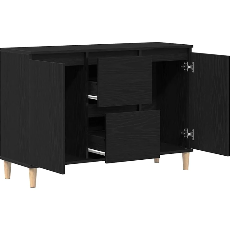 vidaXL Sideboard mit Schubladen Schwarz 102 x 35 x 60 cm Holzwerkstoff 862044 – Bild 4