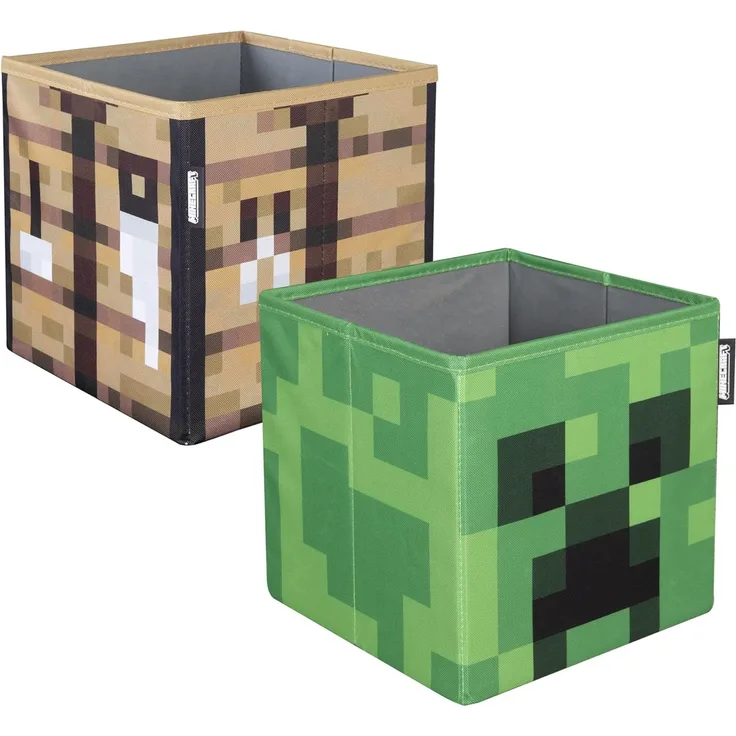 MINECRAFT - Aufbewahrungsboxen im 2er Set, faltbare Stoffboxen mit Stauraum, Creeper Design